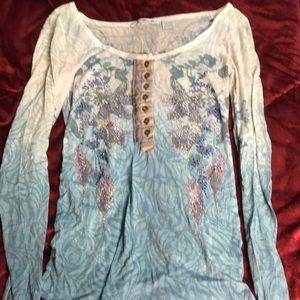 Miss Me blue burnout long sleeve shirt size med